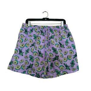 Warren Webber Swim Trunks Lemons Purple Background Drawstring Back Pocket Size 2